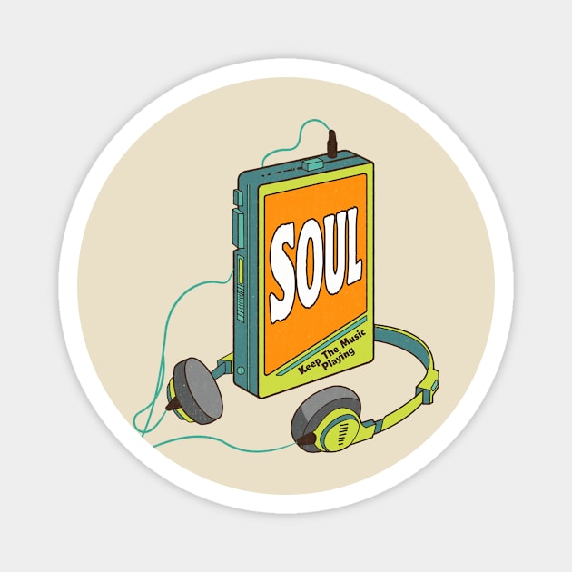 Soul / Retro Walkman Design / Retro Music Art Magnet by EliseOB